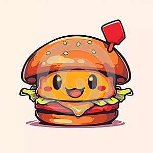 Cute cartoon burger mascot. Generative ai