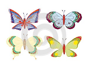 Cute cartoon butterflies set