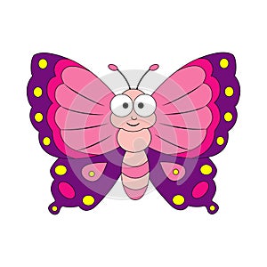Cute cartoon butterfly. Vector illustration isolated on white ba