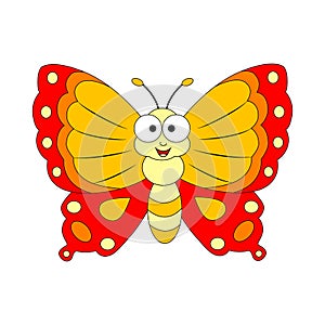 Cute cartoon butterfly. Vector illustration isolated on white ba