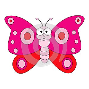 Cute cartoon butterfly. Vector illustration isolated on white ba