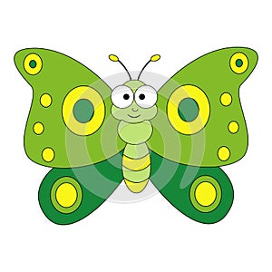 Cute cartoon butterfly. Vector illustration isolated on white ba
