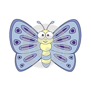 Cute cartoon butterfly. Vector illustration isolated on white ba