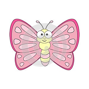 Cute cartoon butterfly. Vector illustration isolated on white ba