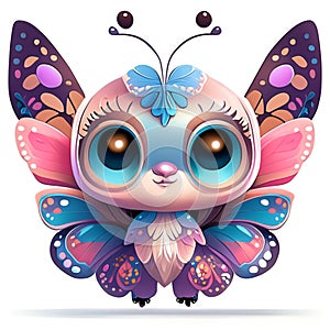 Cute cartoon butterfly. Vector illustration isolated on a white background. generative AI
