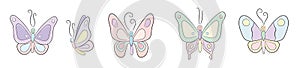 Cute cartoon butterfly vector illustrations