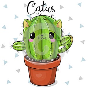 Cute Cartoon Cactus Catus photo