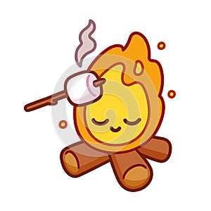 Cute cartoon campfire marshmallow