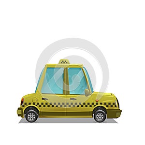 Cute cartoon car taxi isolated on white background.