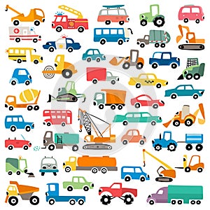 Cute cartoon cars vector illustration