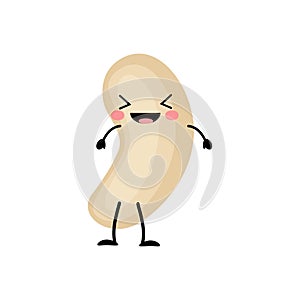 Cute cartoon cashew nut vector illustration isolated on white background