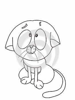 Cute cartoon cat and coloring white background	cartoon illustration