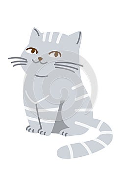 Cute cartoon cat isolated on white background