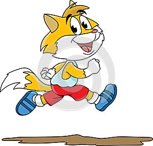 Cute cartoon cat running outside vector