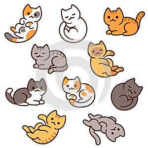 Cute cartoon cat set