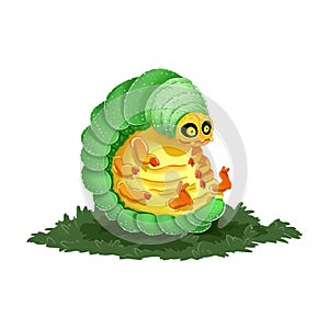 Cute cartoon caterpillar colorful illustration. Dorky and funny image photo