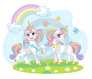 Cute cartoon character happy unicorn vector illustration 12
