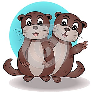 Cute Cartoon Character Otter Vector Illustration