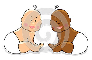 Cute cartoon characters of newborn babies