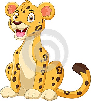 A cute cartoon cheetah sitting