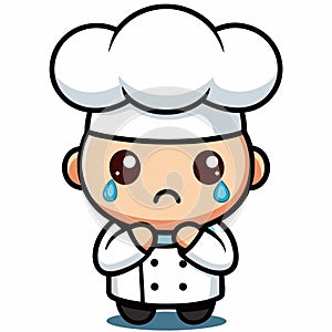 Cute cartoon chef is crying