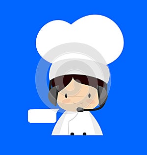 Cute Cartoon Chef - Providing a Customer Service