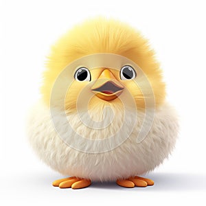 Cute Cartoon Chicken With Big Eyes - Realistic Hyper-detailed Rendering