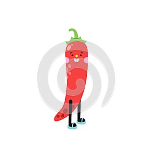 Cute cartoon chili pepper illustration on a white background