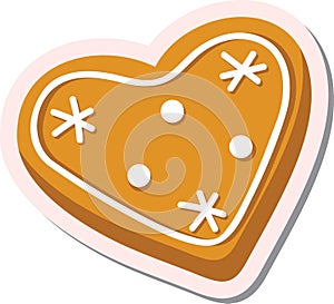 Cute cartoon Christmas ginger bread heart