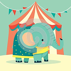 cute cartoon circus elephant