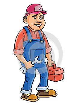 Cartoon clip art mechanic ready to work