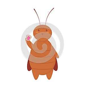 Cute cartoon cockroach eating a sandwich art