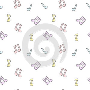 Cute cartoon colorful lovely music notes seamless pattern background illustration