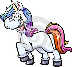 Cute cartoon colorful unicorn side view