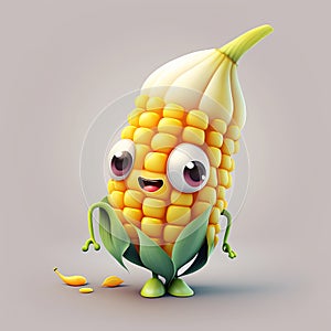 cute Cartoon Corn Character, Generative AI