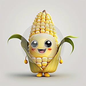 Cute Cartoon Corn Character Using Generative AI