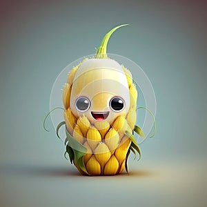 Cute Cartoon Corn Character Using Generative AI