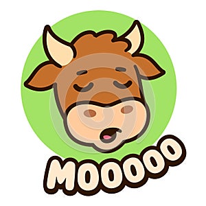 Cute cartoon cow saying Moo photo
