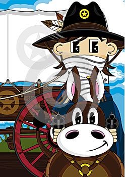 Cute Cartoon Cowboy Sheriff on Horse