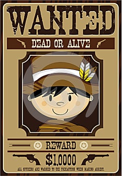 Cute Cartoon Cowboy Wanted Poster