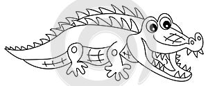 Cute Cartoon Crocodile with the Open Mouth. Vector Colouring Crocodile