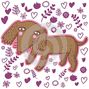 Cute cartoon dachshund