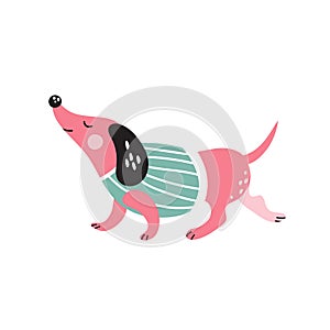 Cute cartoon dachshund. Can be used for kids clothes design, prints and posters.