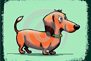 Cute cartoon Dachshund drawing, also known as weenie dog