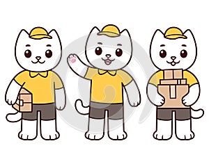 Cute cartoon delivery cat character