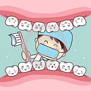 Cute cartoon dentist brush tooth