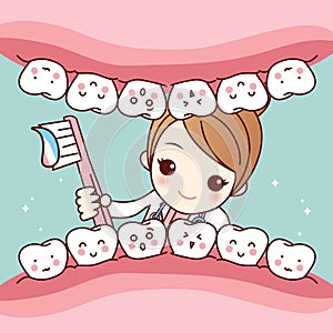 Cute cartoon dentist brush tooth