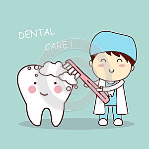 Cute cartoon dentist brush tooth