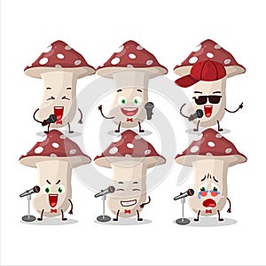 A Cute Cartoon design concept of amanita singing a famous song