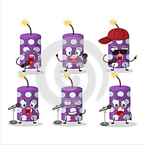 A Cute Cartoon design concept of purple firecracker singing a famous song